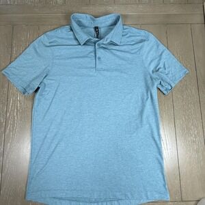 Lululemon Polo Shirt Mens Large Performance Golf Casual Short Sleeve Teal Breath